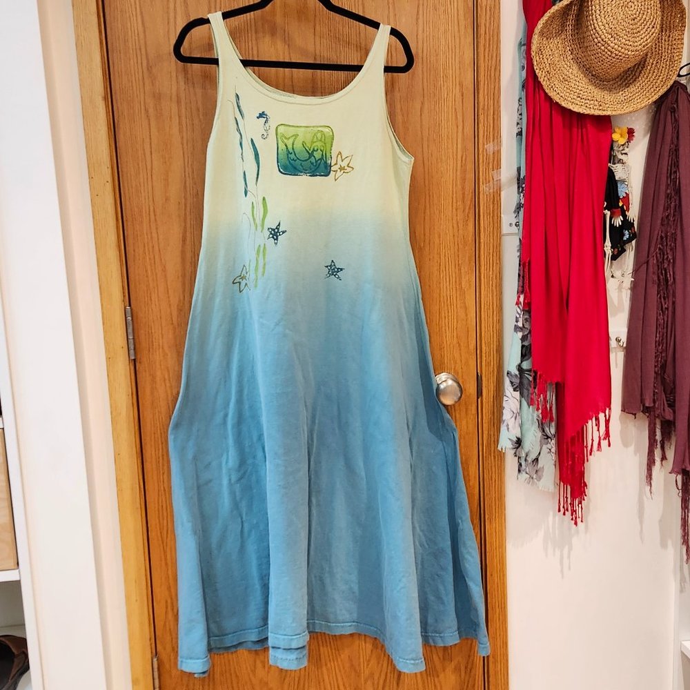 ODILE Midi Ombre Dress with Sea Motif